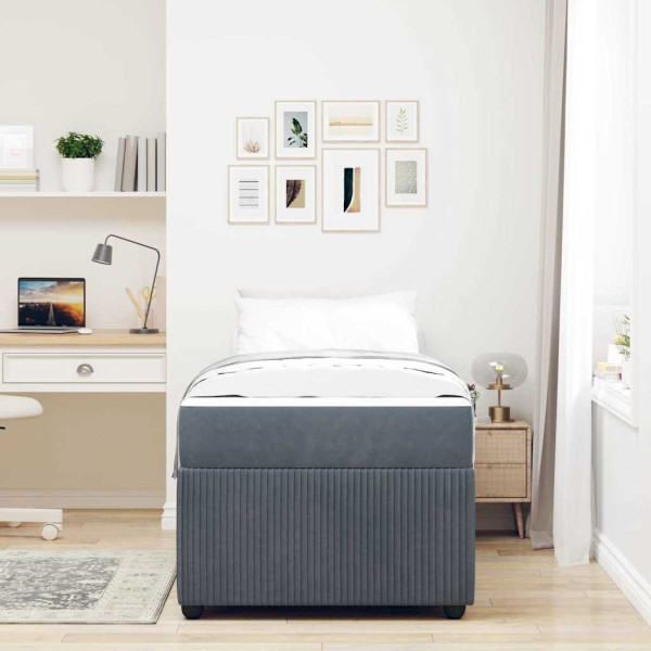 Estrutura de cama com colchão Cinzento escuro 90 x 200 cm M 5