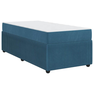 Estructura de cama con colchón Azul 100 x 200 cm Terciopelo H