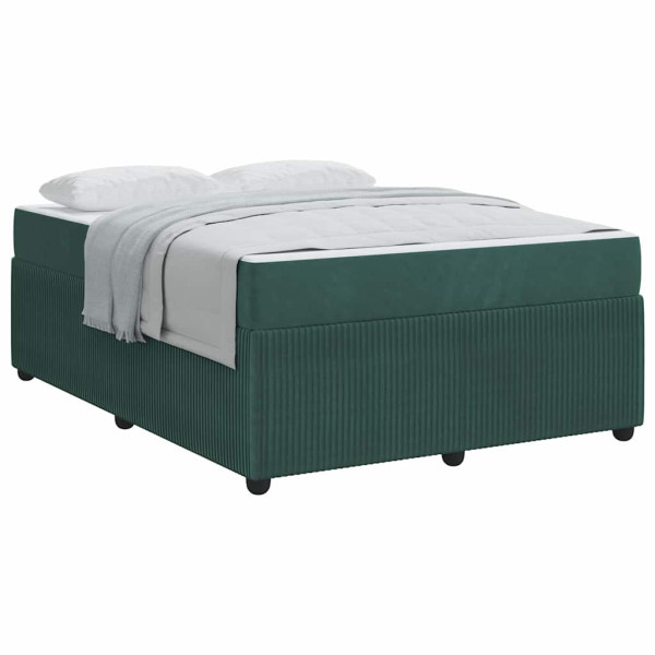 Estrutura de cama com colchão Verde-escuro 140 x 200 cm Veludo M 3