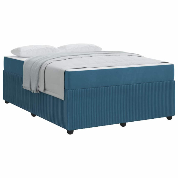 Estructura de cama con colchón Azul 140 x 200 cm Terciopelo M 3