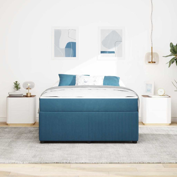 Estrutura de cama com colchão Outros Azul 140 x 200 cm Veludo M 5