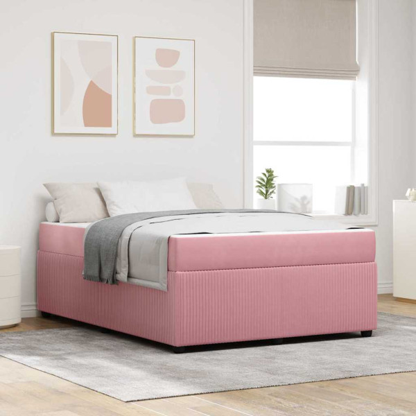 Estructura de cama con colchón Rosa 140 x 200 cm Terciopelo D