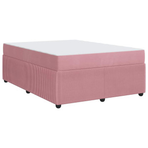 Estructura de cama con colchón Rosa 140 x 200 cm Terciopelo H