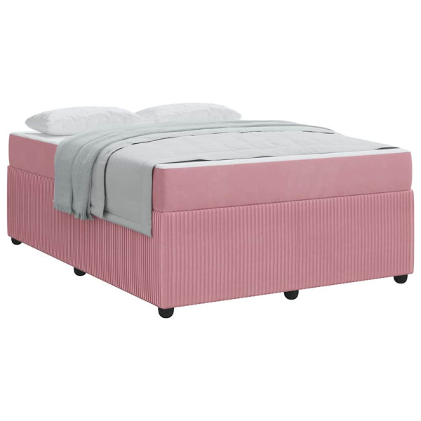 Estructura de cama con colchón Rosa 140 x 200 cm Terciopelo M 3