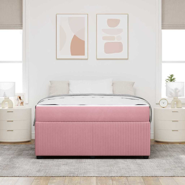Estrutura de cama com colchão Outros Rosa 140 x 200 cm Veludo M 5