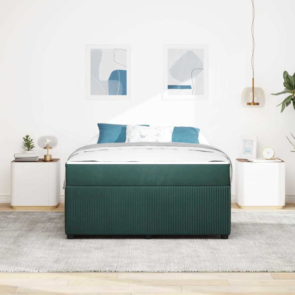 Estrutura de cama com colchão Verde-escuro 160 x 200 cm Veludo M 5
