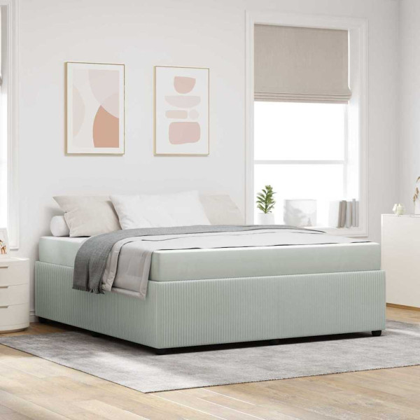 Estructura de cama con colchón Gris claro y blanco y gris claro D