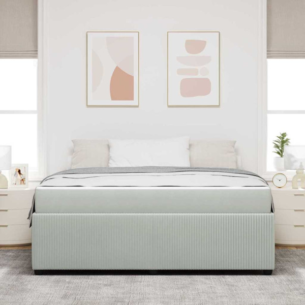 Estructura de cama con colchón Gris claro y blanco y gris claro M 5