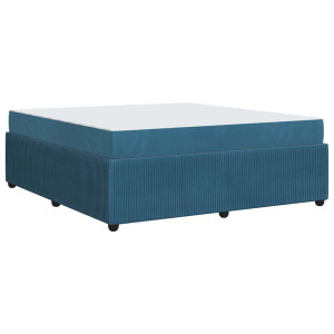 Estructura de cama con colchón Azul 180 x 200 cm Terciopelo H
