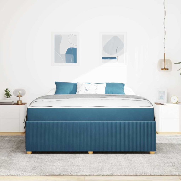 Estrutura de cama com colchão Outros Azul 180 x 200 cm Veludo M 5