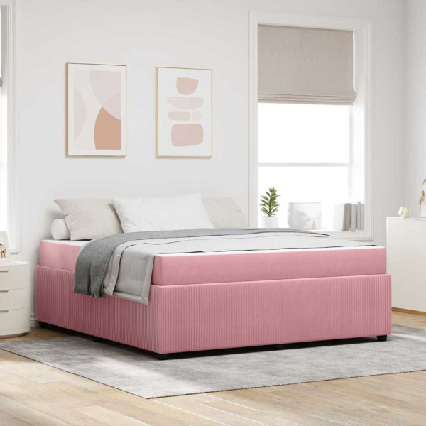 Estructura de cama con colchón Rosa 180 x 200 cm Terciopelo D
