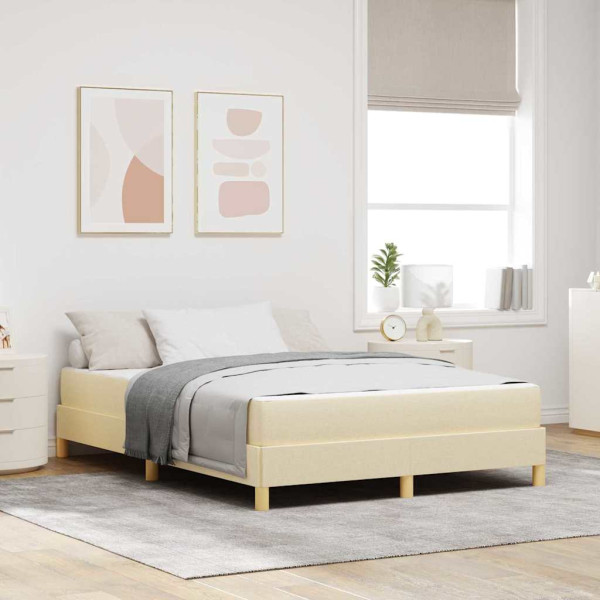 Cama tipo Box Spring Crema. Marrón 160 x 200 cm D