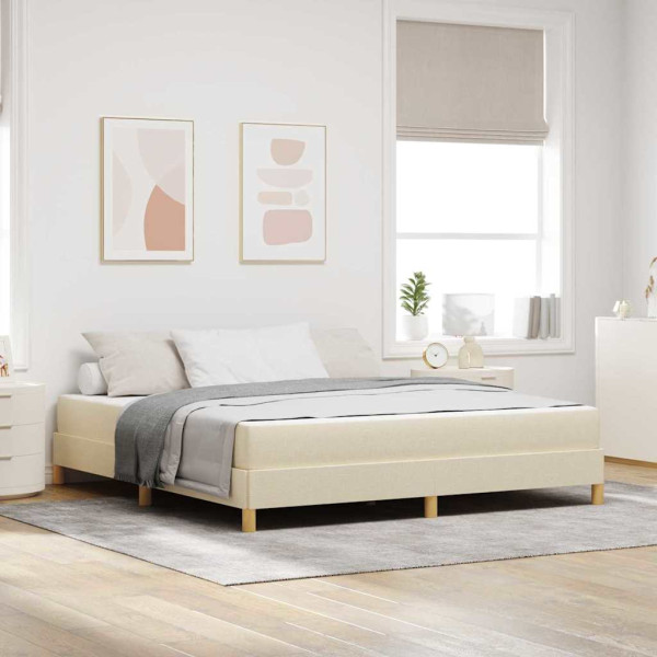 Cama tipo Box Spring Crema. Marrón 180 x 200 cm D