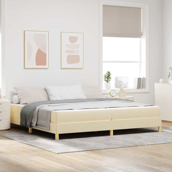 Cama tipo Box Spring Crema. Marrón 200 x 200 cm D