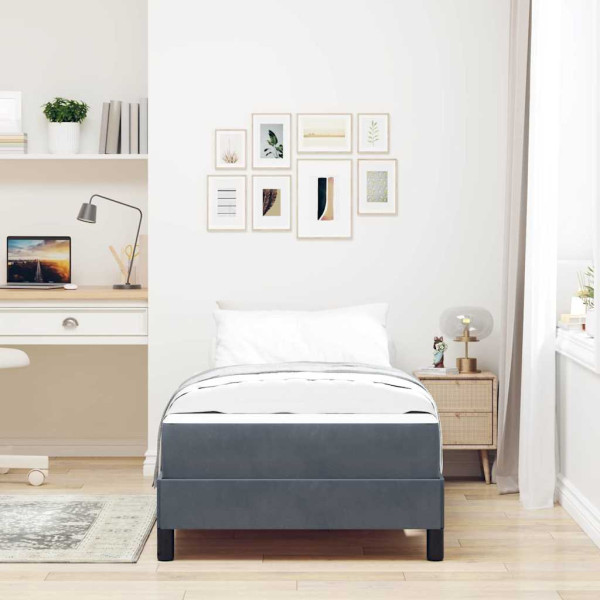 Cama box spring com colchão Cinza Escuro 90 x 190 cm Veludo M 5