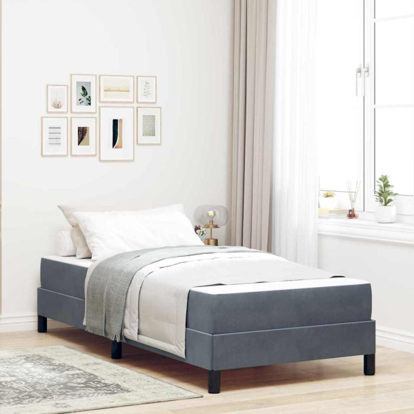 Cama box spring con colchón Gris oscuro 90 x 200 cm Terciopelo D