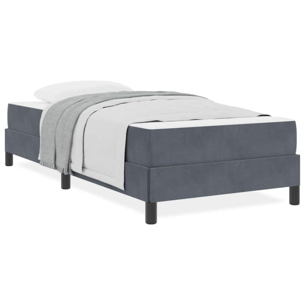 Cama box spring com colchão Cinza Escuro 100 x 200 cm Veludo M 4