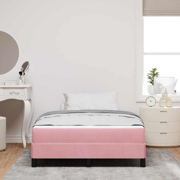 Cama box spring com colchão Rosa 120 x 200 cm Veludo M 5