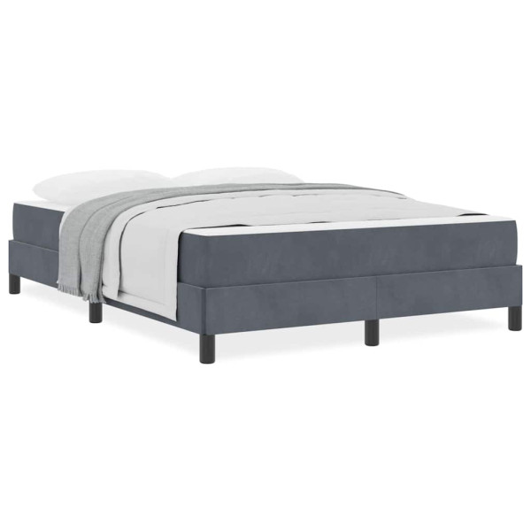 Cama box spring com colchão Cinza Escuro 140 x 190 cm Veludo M 4