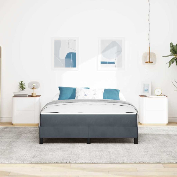 Cama box spring com colchão Cinza Escuro 140 x 190 cm Veludo M 5