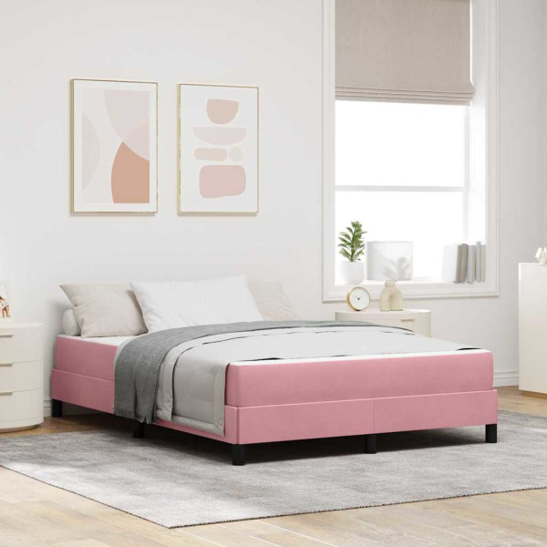 Cama box spring con colchón Rosa 140 x 190 cm Terciopelo D