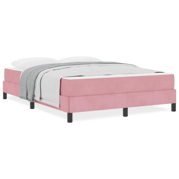 Cama box spring con colchón Rosa 140 x 190 cm Terciopelo M 4