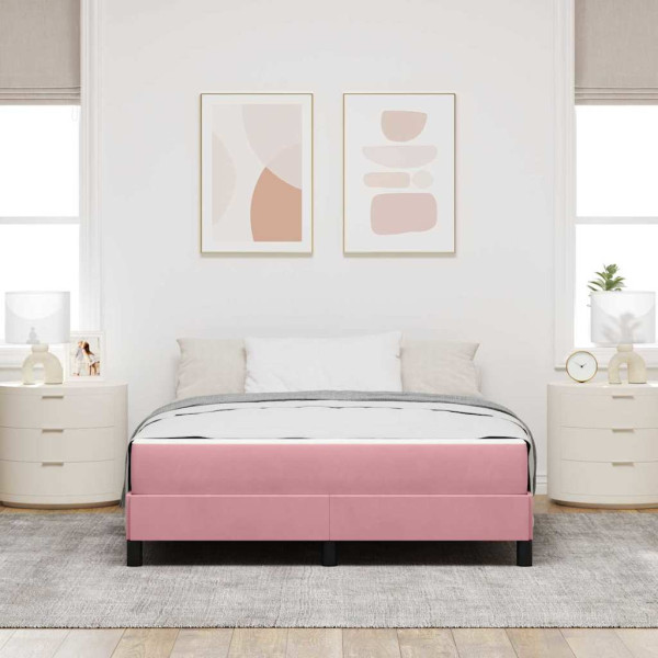 Cama box spring com colchão Rosa 140 x 200 cm Veludo M 5