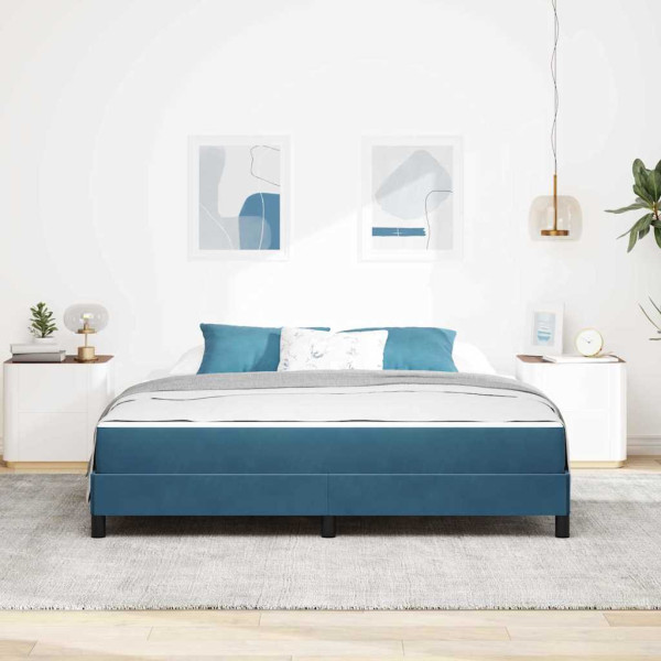 Cama box spring com colchão Azul Escuro 180 x 200 cm Veludo M 5