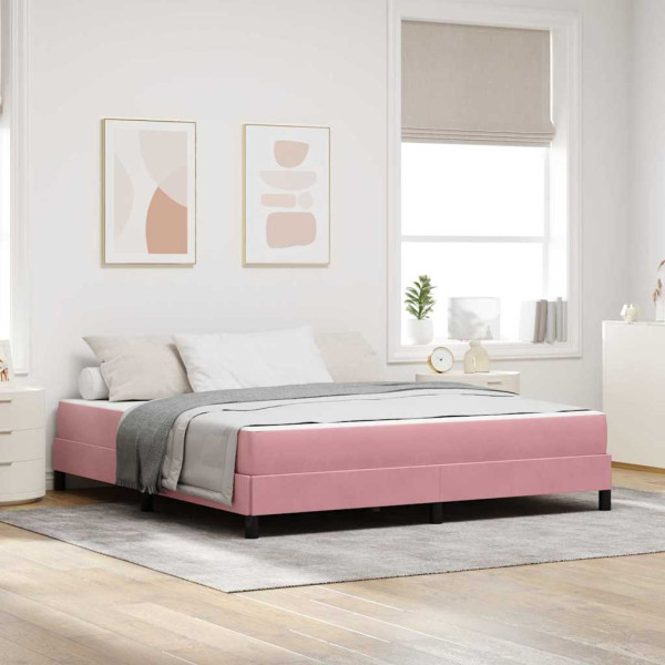 Cama box spring con colchón Rosa 180 x 200 cm Terciopelo D