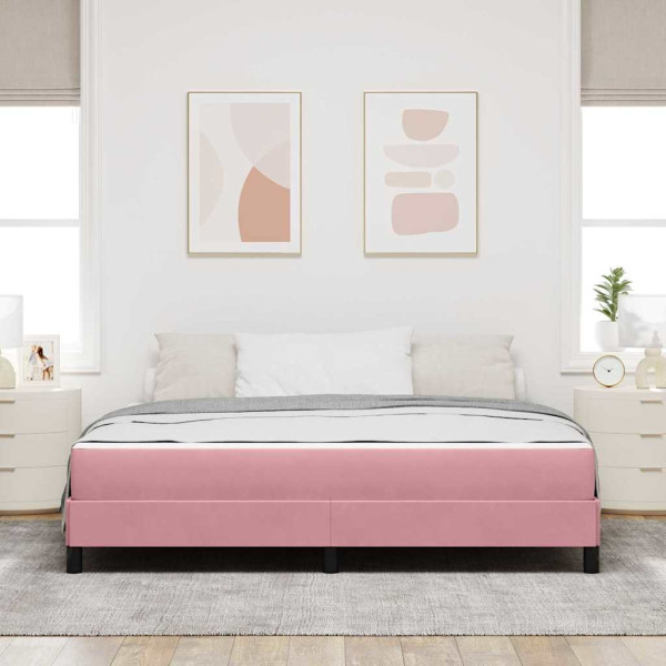Cama box spring com colchão Rosa 180 x 200 cm Veludo M 5
