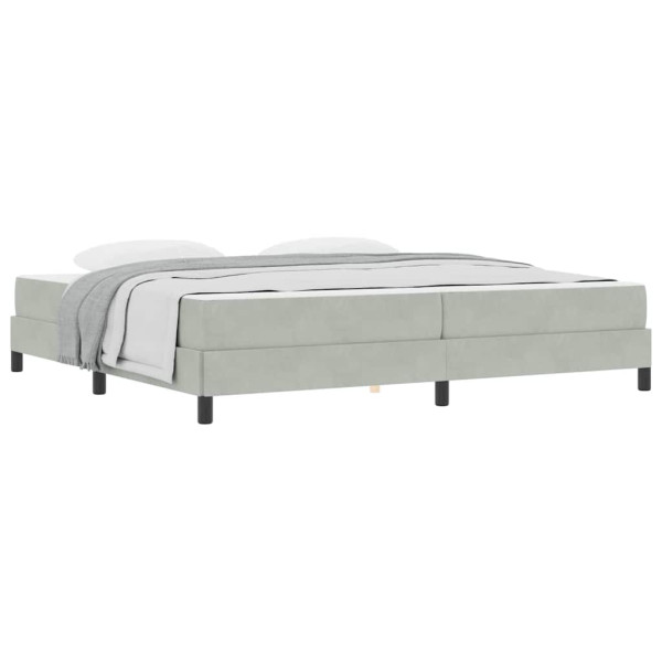 Cama box spring com colchão Cinzento-claro 200 x 200 cm Veludo M 3