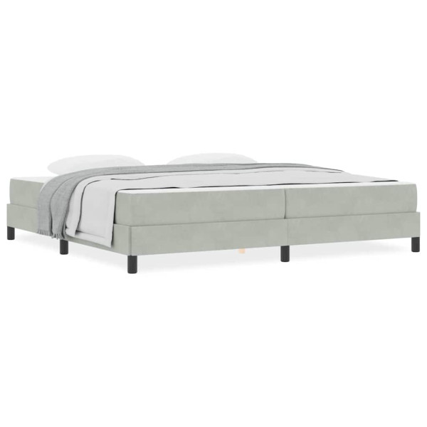 Cama box spring com colchão Cinzento-claro 200 x 200 cm Veludo M 4