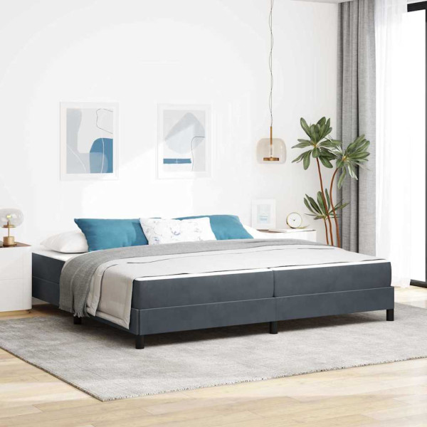 Cama box spring con colchón Gris oscuro 200 x 200 cm Terciopelo D
