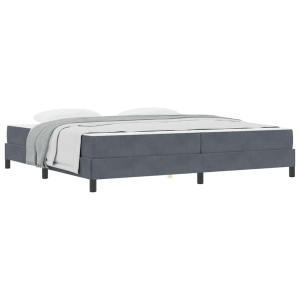 Cama box spring com colchão Cinza Escuro 200 x 200 cm Veludo M 3
