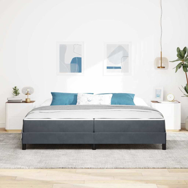 Cama box spring com colchão Cinza Escuro 200 x 200 cm Veludo M 5