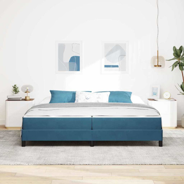 Cama box spring com colchão Azul Escuro 200 x 200 cm Veludo M 5