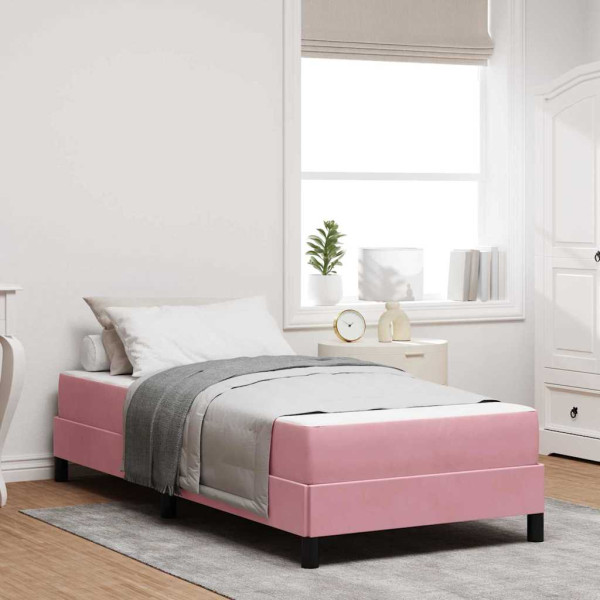 Cama box spring con colchón Rosa 80 x 220 cm Terciopelo D