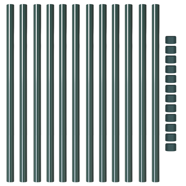 Postes de Cerca 12 pcs Verde 100 cm Aço com Revestimento em Pó M 4