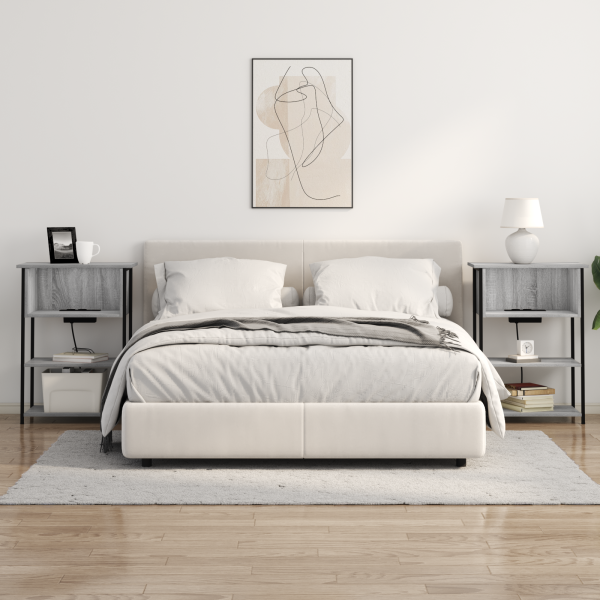 Armario de Noche Gris sonoma 55 x 31 x 76 cm M 4