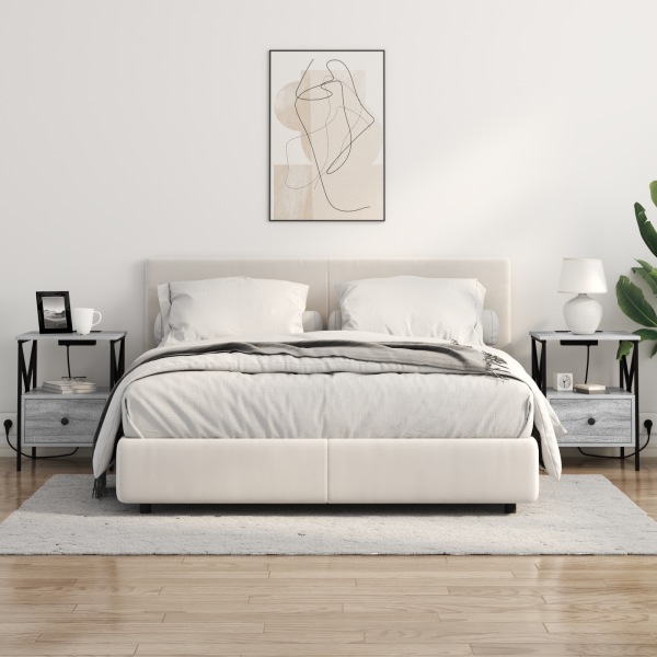 Armário de Cabeceira 2 pcs Sonoma cinzento 41.5 x 40.5 x 55 cm M 5