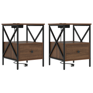 Armário de Cabeceira com gaveta 2 pcs Carvalho castanho H