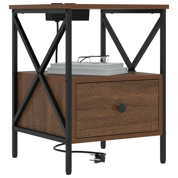 Armário de Cabeceira com gaveta 2 pcs Carvalho castanho M 3