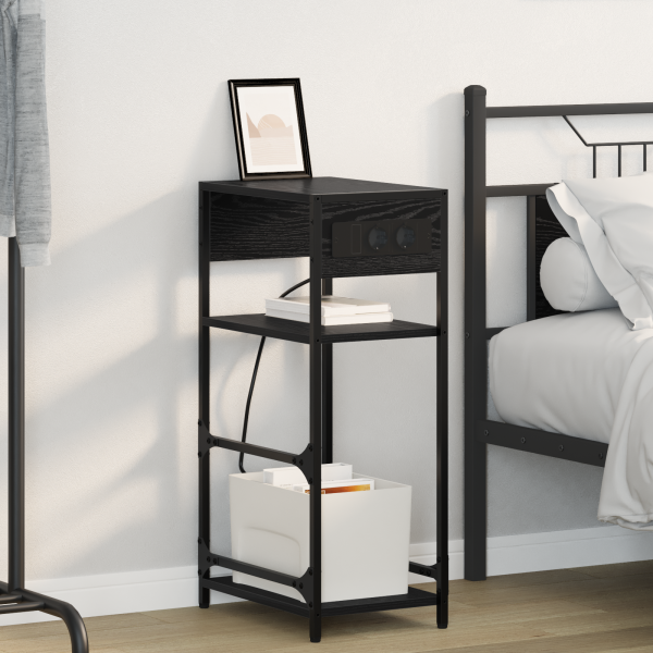 Armario de Noche con cajón Roble negro 40 x 27 x 76 cm D