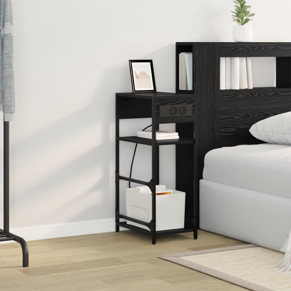 Armário de Cabeceira com gaveta Carvalho preto 40 x 27 x 76 cm M 4