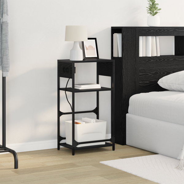 Armario de Noche con cajón Roble negro 40 x 27 x 76 cm M 5