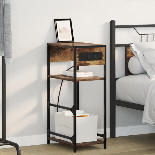 Armario de Noche con cajón Roble ahumado 40 x 27 x 76 cm D