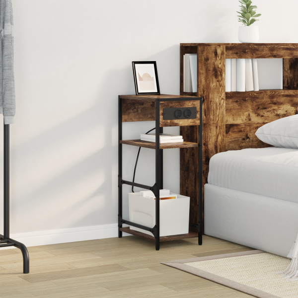 Armário de Cabeceira com gaveta Carvalho fumado 40 x 27 x 76 cm M 4