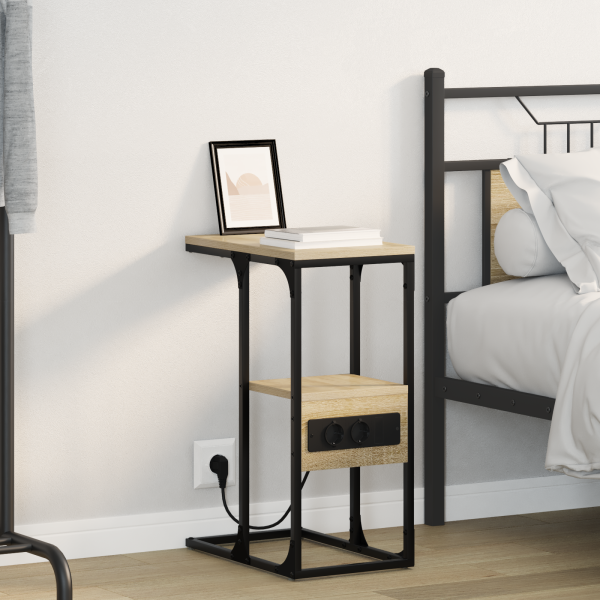 Mesa de Noche con cajón Roble Sonoma 41.5 x 26 x 60.5 cm D