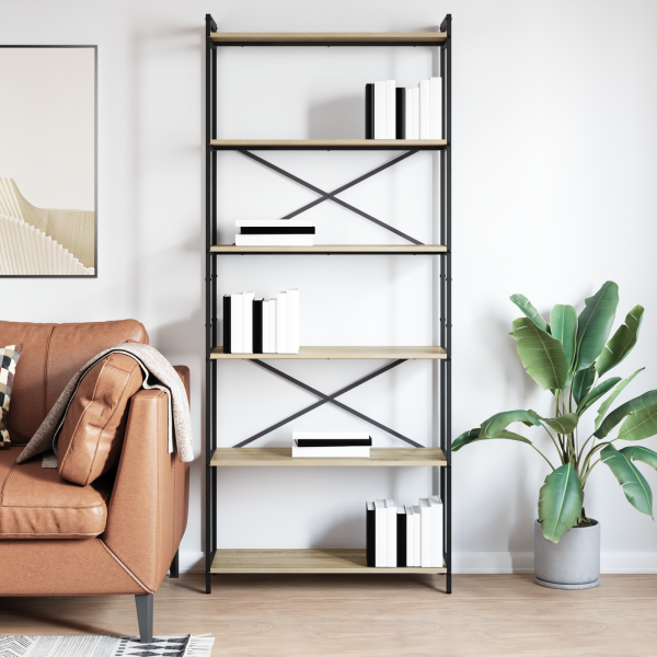 Estantería Roble Sonoma 80 x 30 x 188 cm Madera contrachapada M 4