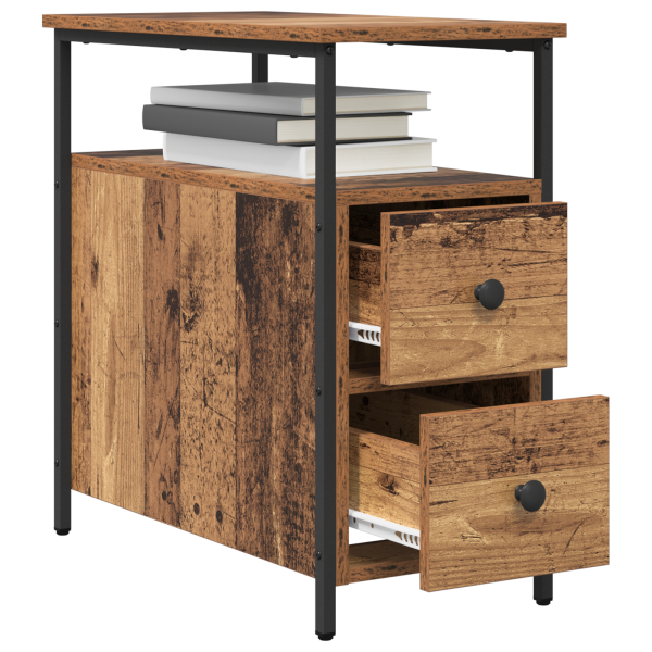 Armario de Noche con cajón 2 pcs Madera vieja 30 x 60 x 60 cm M 3